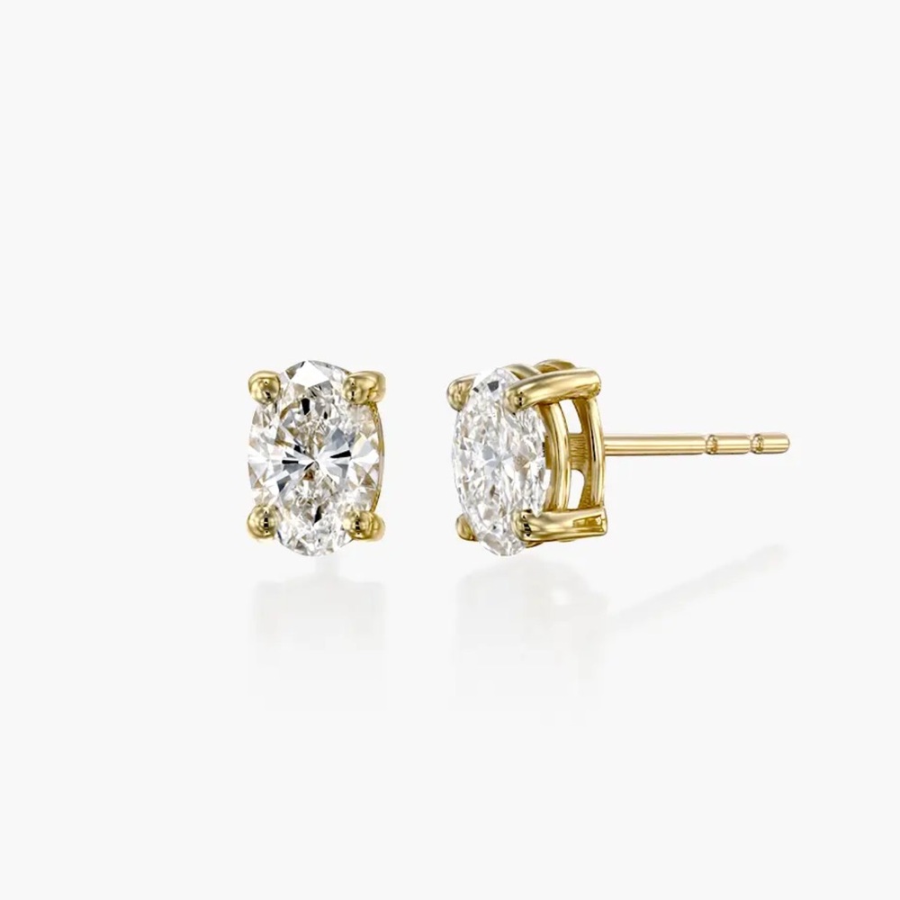 Oak and Luna lab diamond studs 14k gold NEW!